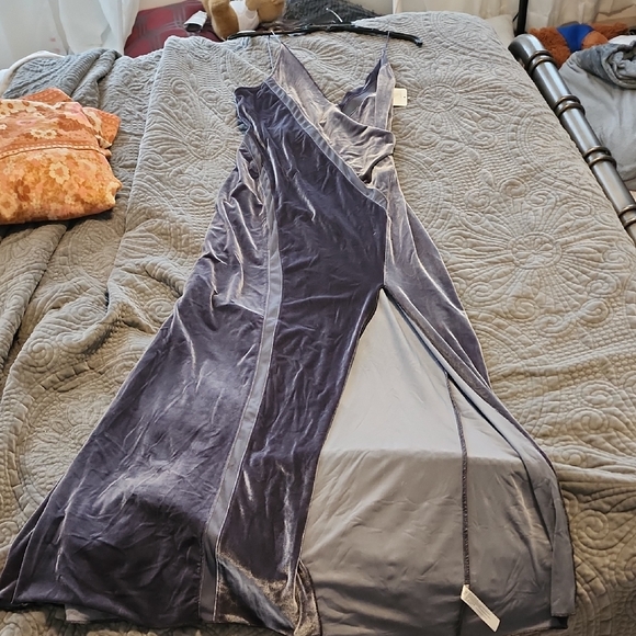 Free People Dresses & Skirts - Free people Elegant silver grey velour Maxi Dress